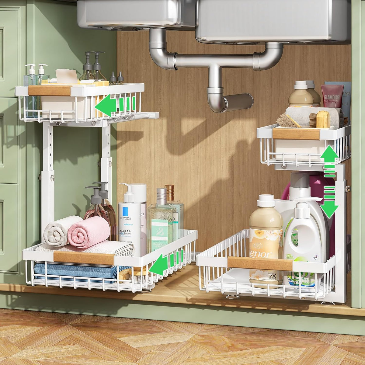 2-stufiger Waschbecken-Organizer – Höhenverstellbar