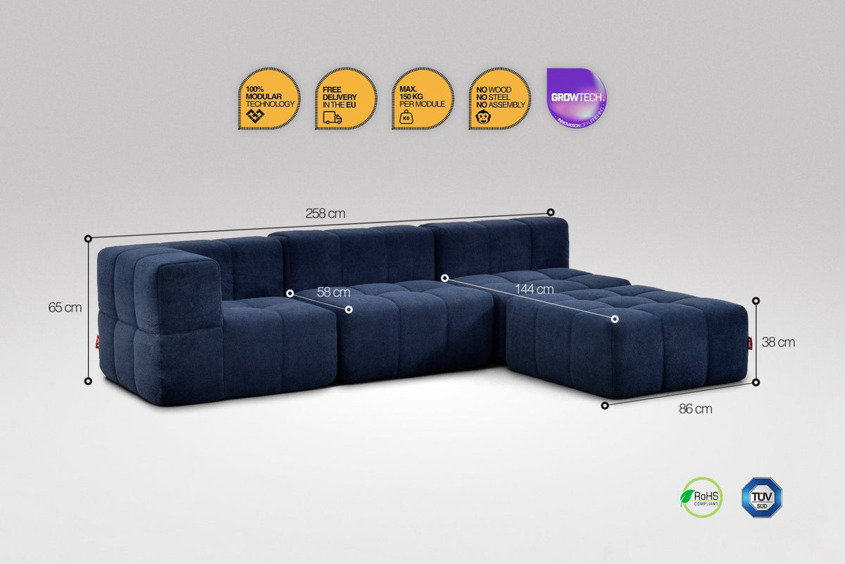 4 Teiliges Modulares Sofa – Blau