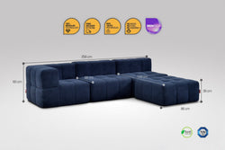 4 Teiliges Modulares Sofa – Blau
