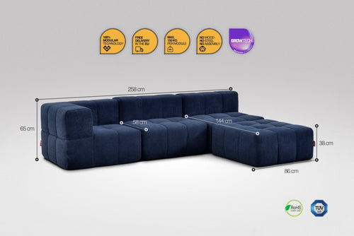 4 Teiliges Modulares Sofa – Blau
