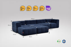 6 Teiliges Modulares Sofa – Blau