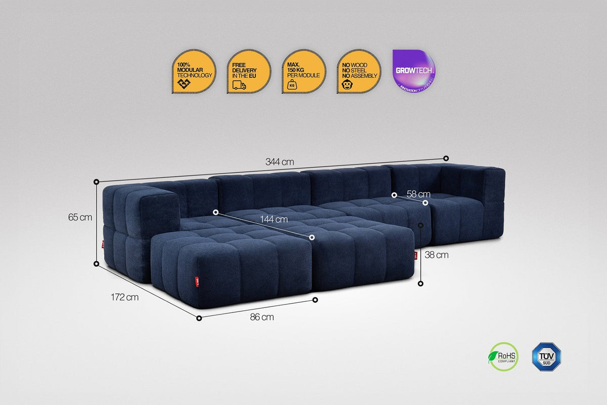 6 Teiliges Modulares Sofa – Blau