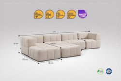 6 Teiliges Modulares Sofa – Beige