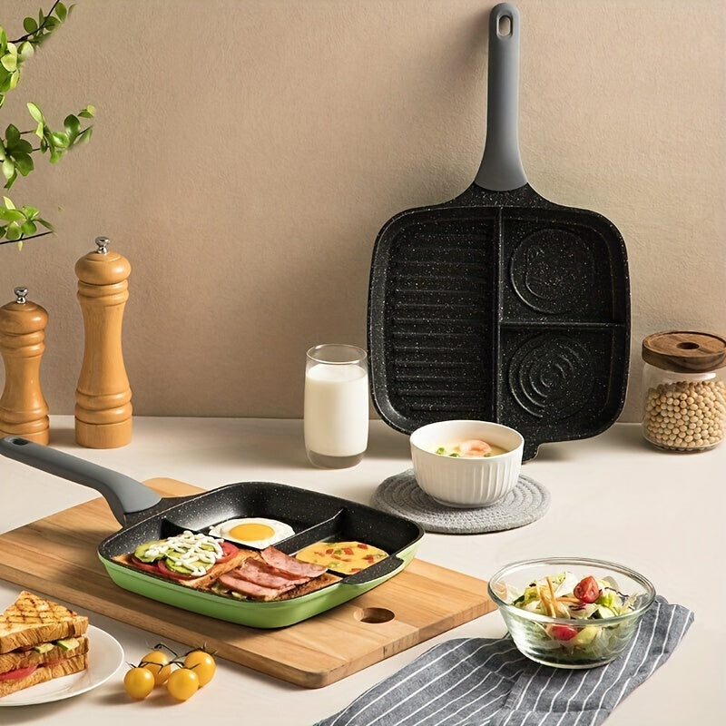 3-in-1 Antihaft-Grillpfanne mit unterteilten Kochbereichen
