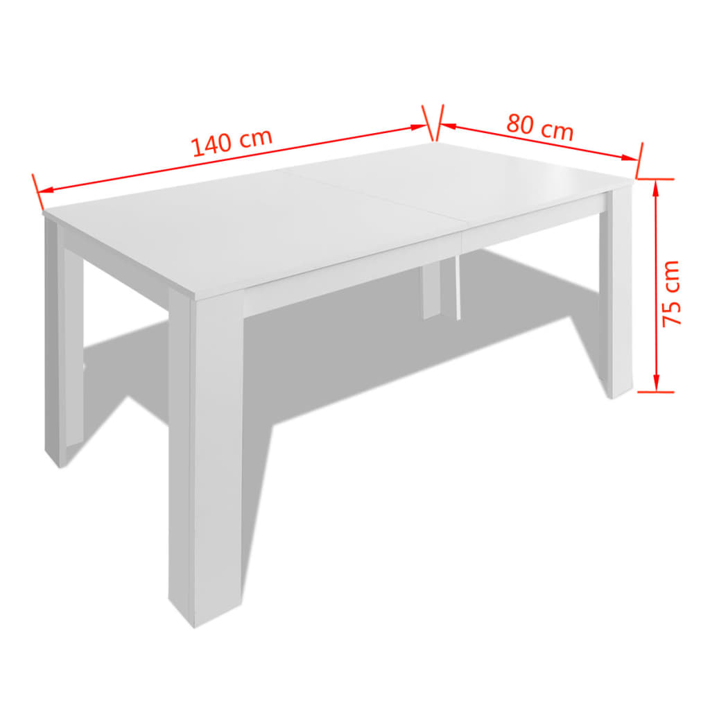 NNEVL Esstisch 140 × 80 × 75 cm – Weiß