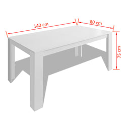 NNEVL Esstisch 140 × 80 × 75 cm – Weiß