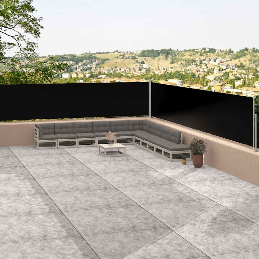 vidaXL Ausziehbare Seitenmarkise 117 × 1200 cm – Schwarz