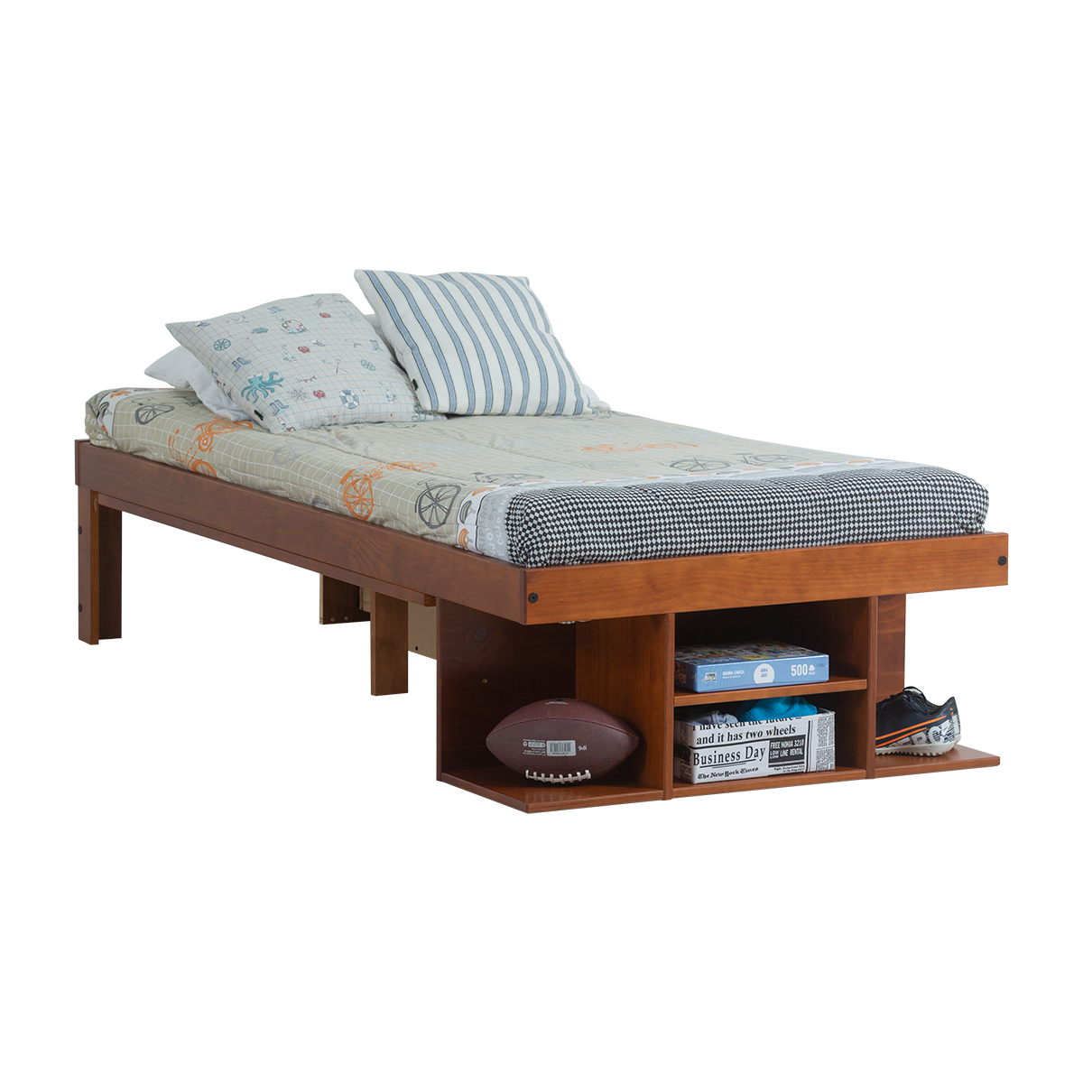 Funktionsbett Bali 90x190 cm - Einzelbett mit Bettkasten und viel Stauraum - Inkl. Lattenrost