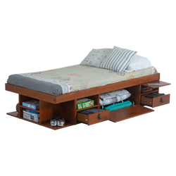 Funktionsbett Bali 90x190 cm - Einzelbett mit Bettkasten und viel Stauraum - Inkl. Lattenrost