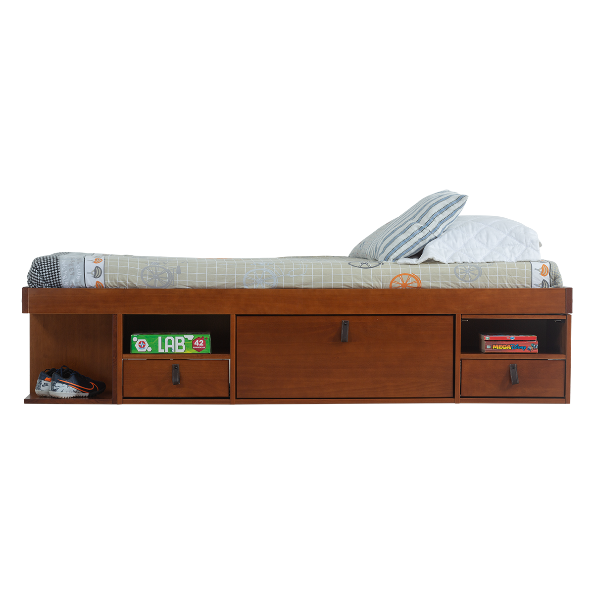 Funktionsbett Bali 90x190 cm - Einzelbett mit Bettkasten und viel Stauraum - Inkl. Lattenrost