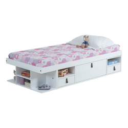 Funktionsbett Bali 90x190 cm - Einzelbett mit Bettkasten und viel Stauraum - Inkl. Lattenrost