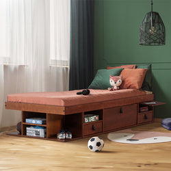 Funktionsbett Bali 90x190 cm - Einzelbett mit Bettkasten und viel Stauraum - Inkl. Lattenrost