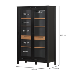 Vitrinenschrank SoHo - Schwarz und Oak