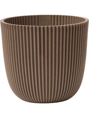 Topf Capi Nature Groove – Made With Warm Taupe – Ø17cm – Nachhaltiger Pflanzkübel mit natürlicher Rillenstruktur – Moderner Look für Innenbereich